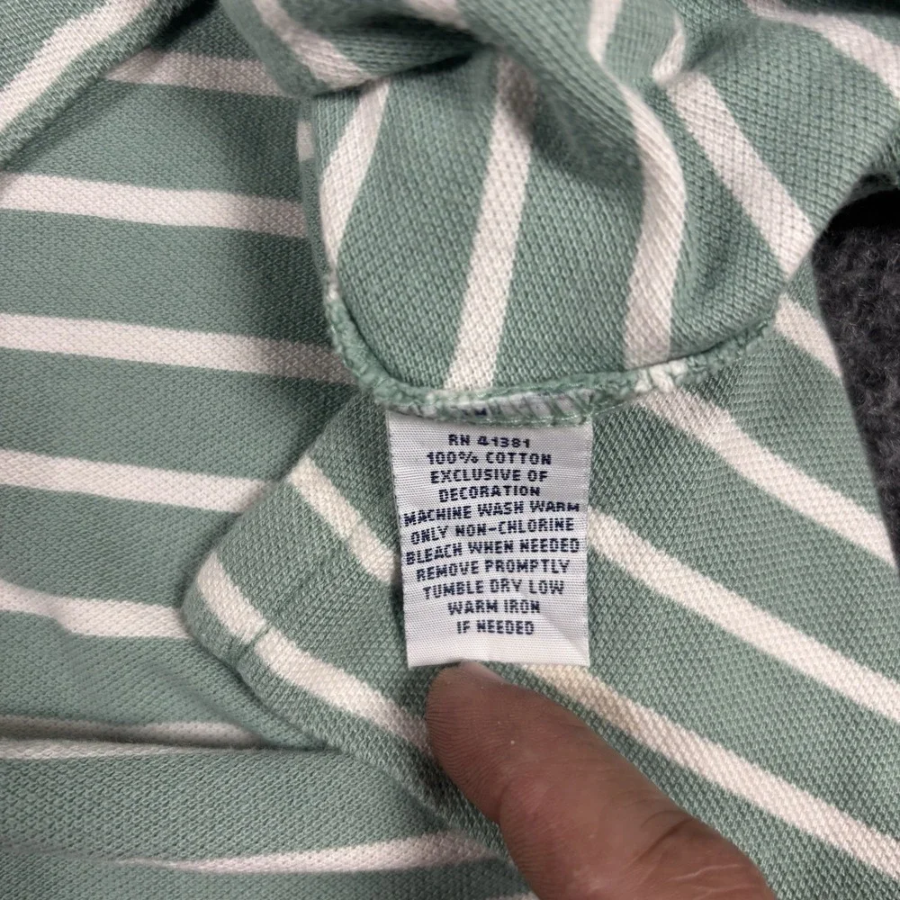 Polo Ralph Lauren Polo Shirt Mens XXL Green White Striped Pique Cotton Red Pony